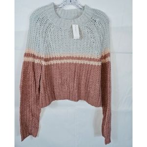 NWT American Eagle Striped Loose Knit Crop Sweater Women's Med